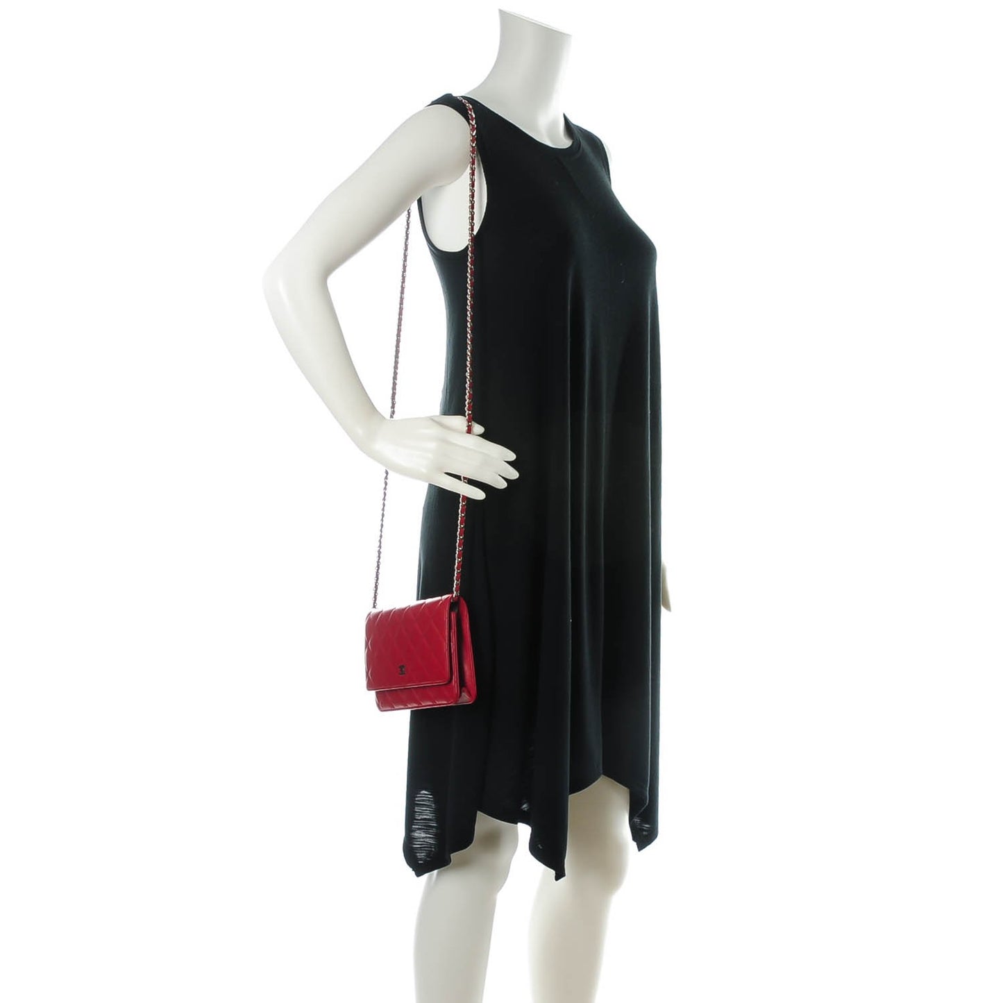 Lambskin Quilted Wallet On Chain WOC Red