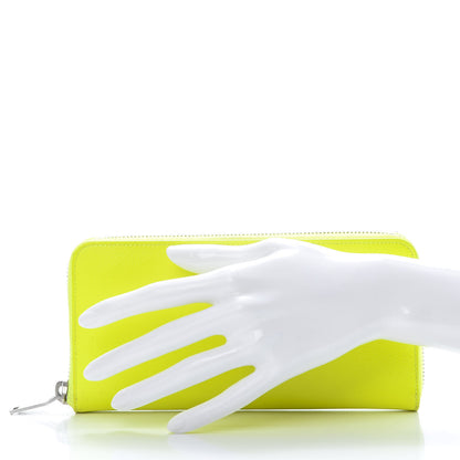 Saint Laurent Grain De Poudre Classic Zip Around Wallet Neon Yellow 2 of 9