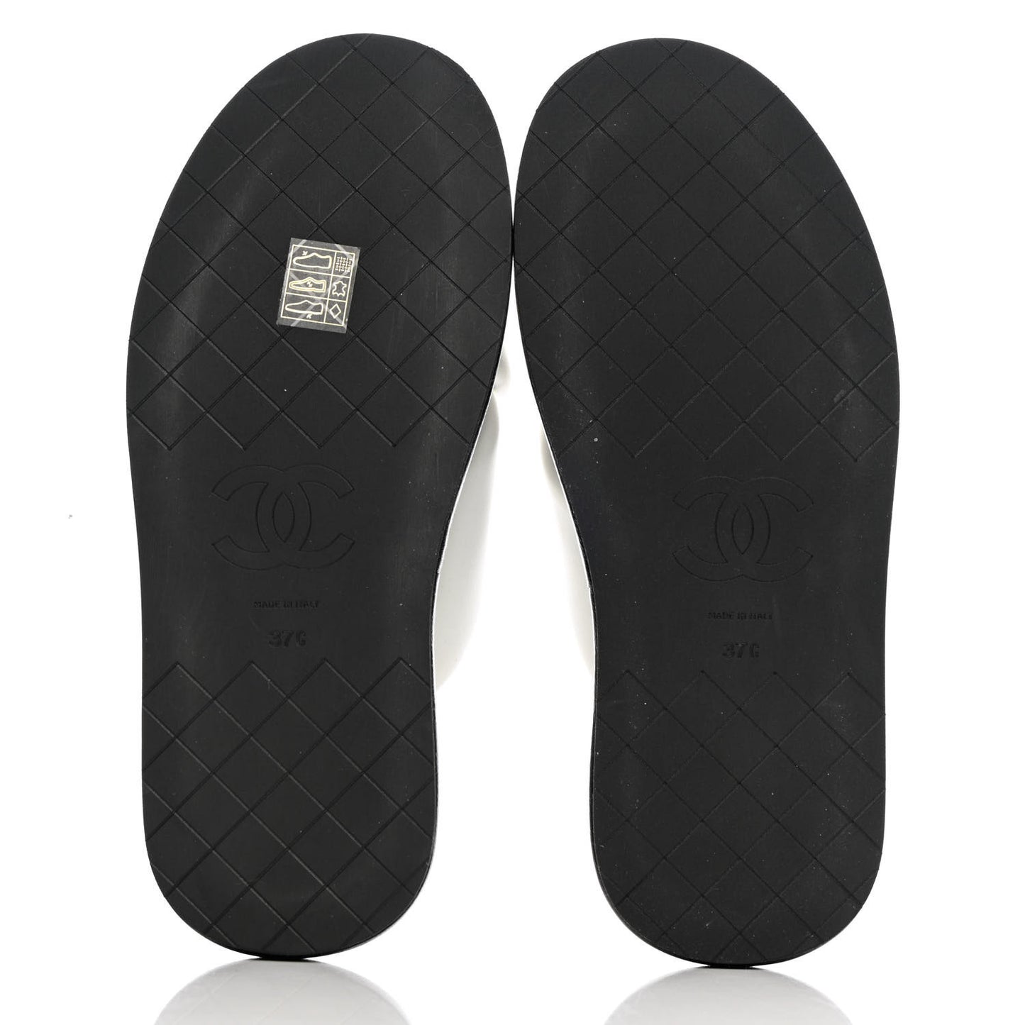 Lambskin Padded CC Sandals 37 White Black