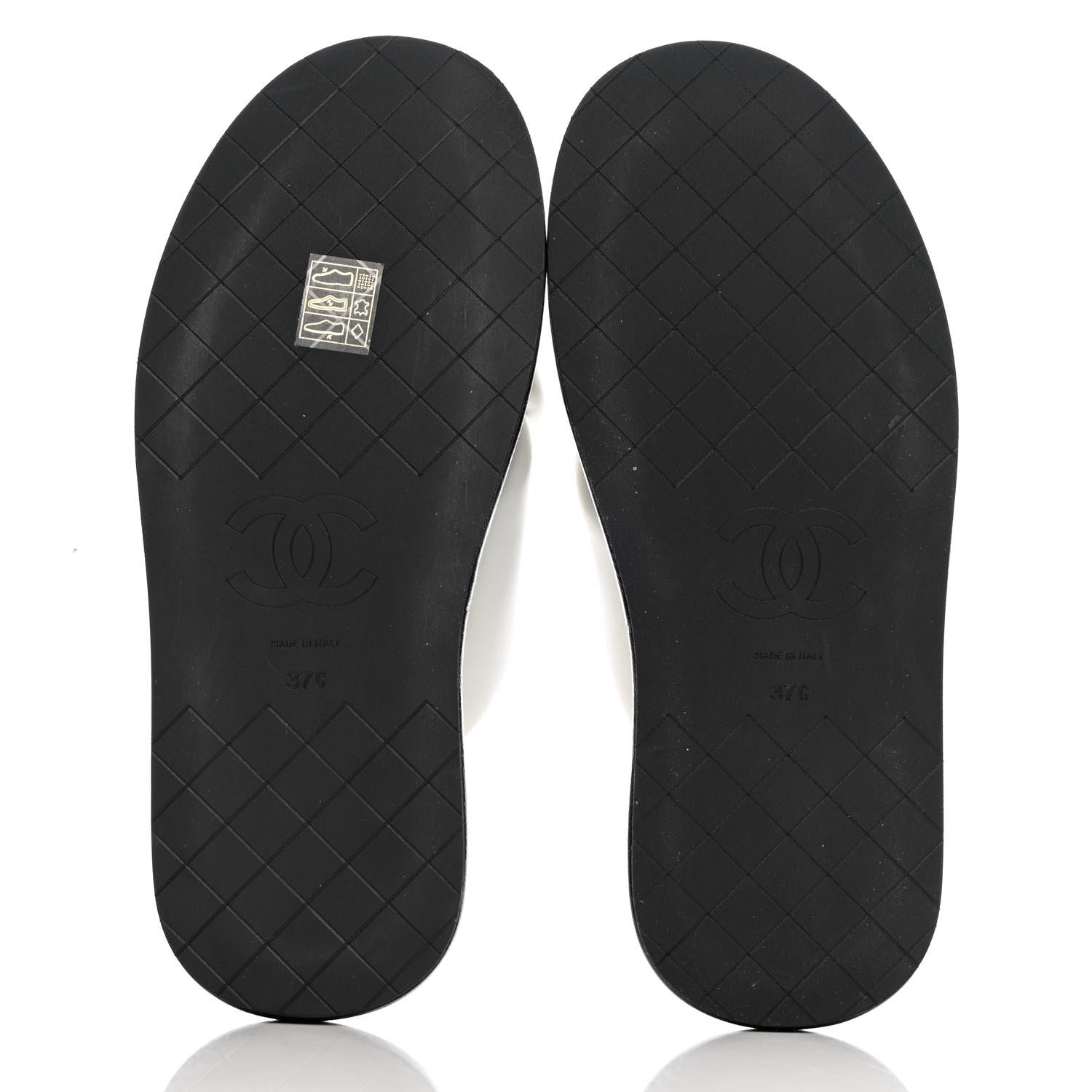 Chanel Lambskin Padded CC Sandals 37 White Black 5 of 12