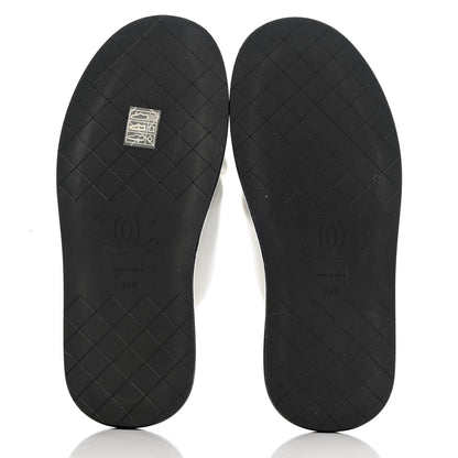 Chanel Lambskin Padded CC Sandals 37 White Black 5 of 12