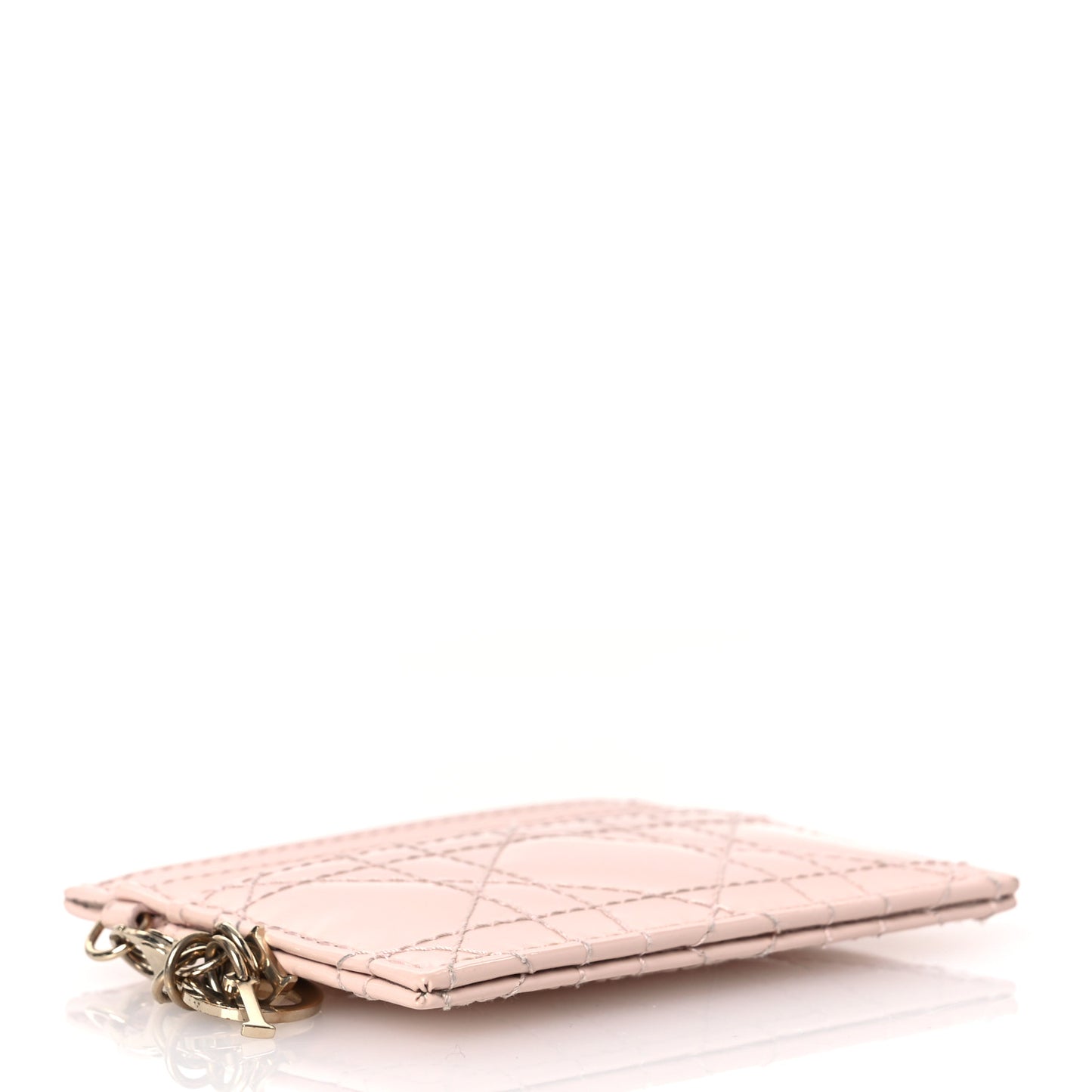 Patent Cannage Lady Dior Card Holder Powder Pink