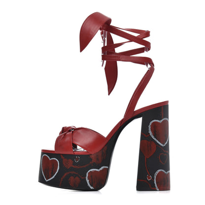Saint Laurent Nappa Heart Paige 85 Platform Sandals 40 Rouge Eros 1 of 13