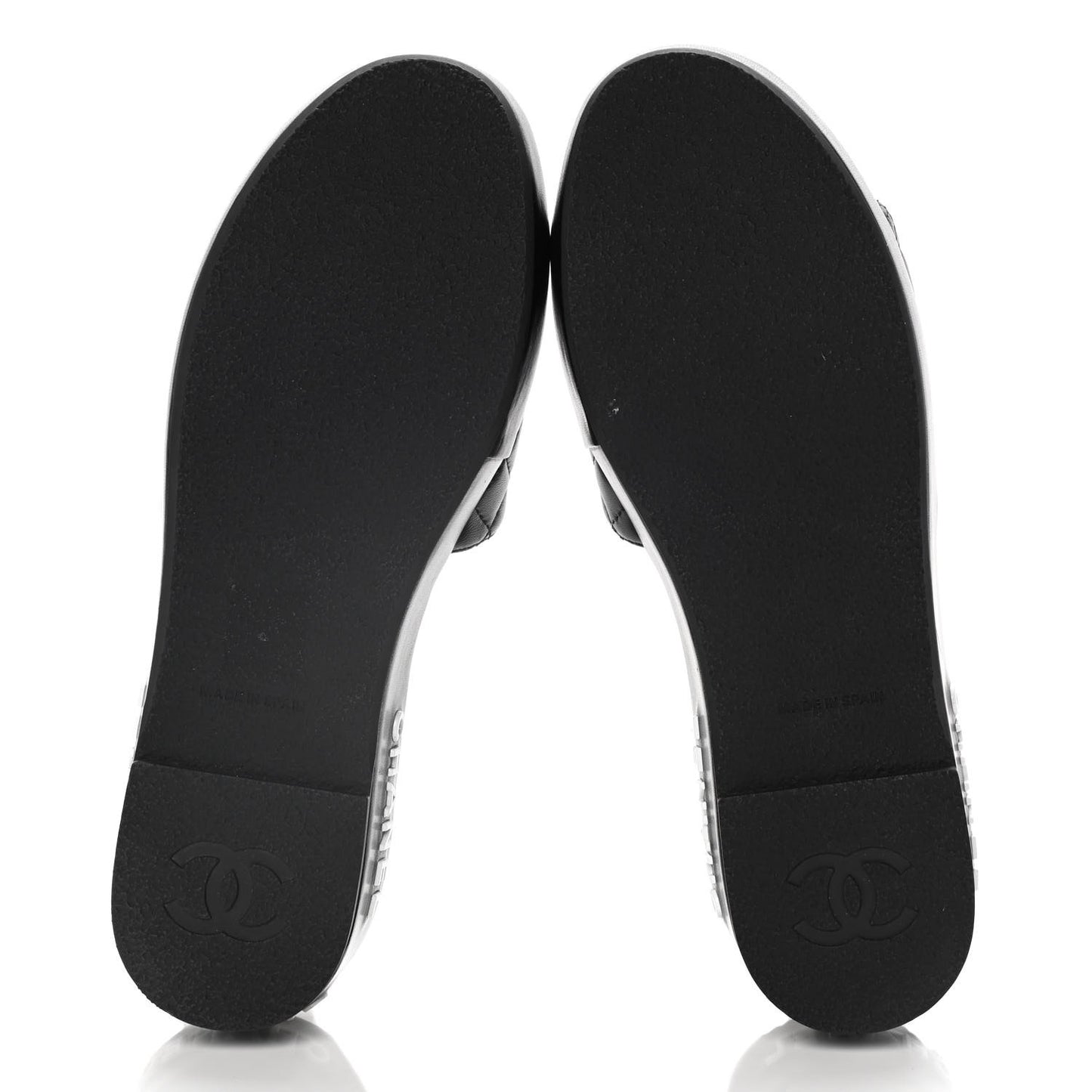 Lambskin Quilted CC Espadrille Slip On Sandals 39 Black