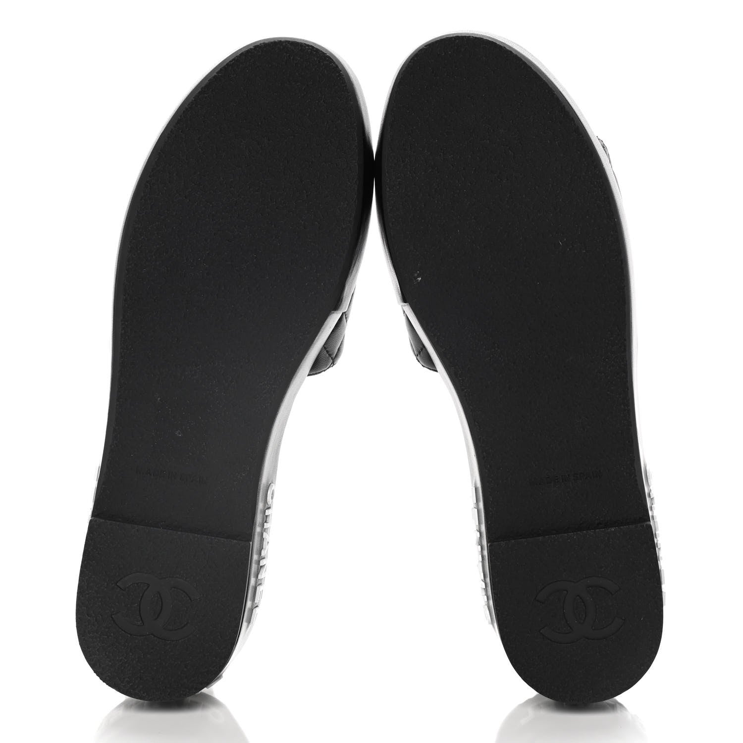 Chanel Lambskin Quilted CC Espadrille Slip On Sandals 39 Black 8 of 14