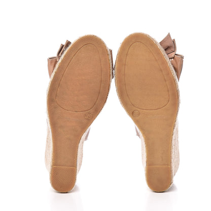 Valentino Garavani Patent Bow Espadrille Slingback Wedges 39 Beige 7 of 18