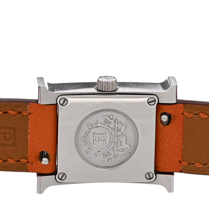 Hermes Stainless Steel Swift Diamond Mother of Pearl 17.2mm Heure H Hour Double Tour Quartz Watch Orange 4 of 6