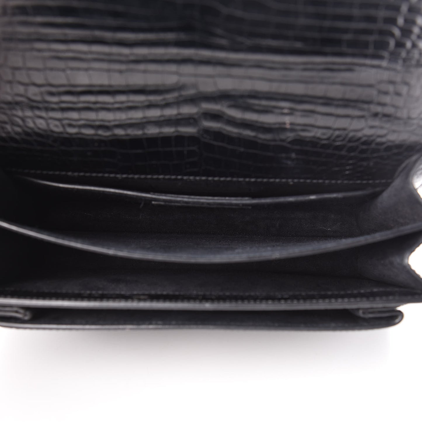 Calfskin Crocodile Embossed Medium Monochrome Monogram Sunset Black