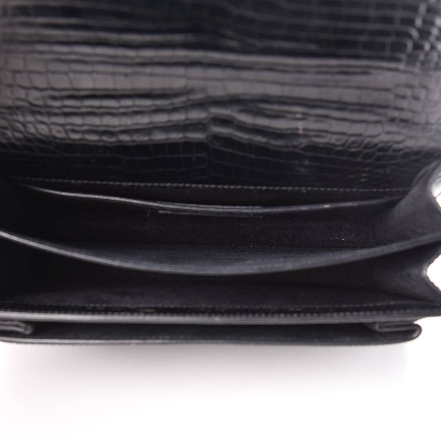 Saint Laurent Calfskin Crocodile Embossed Medium Monochrome Monogram Sunset Black 5 of 22