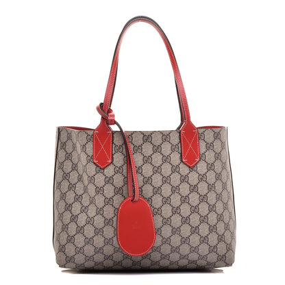 Gucci GG Supreme Monogram Small Reversible Tote Beige Red 1 of 16