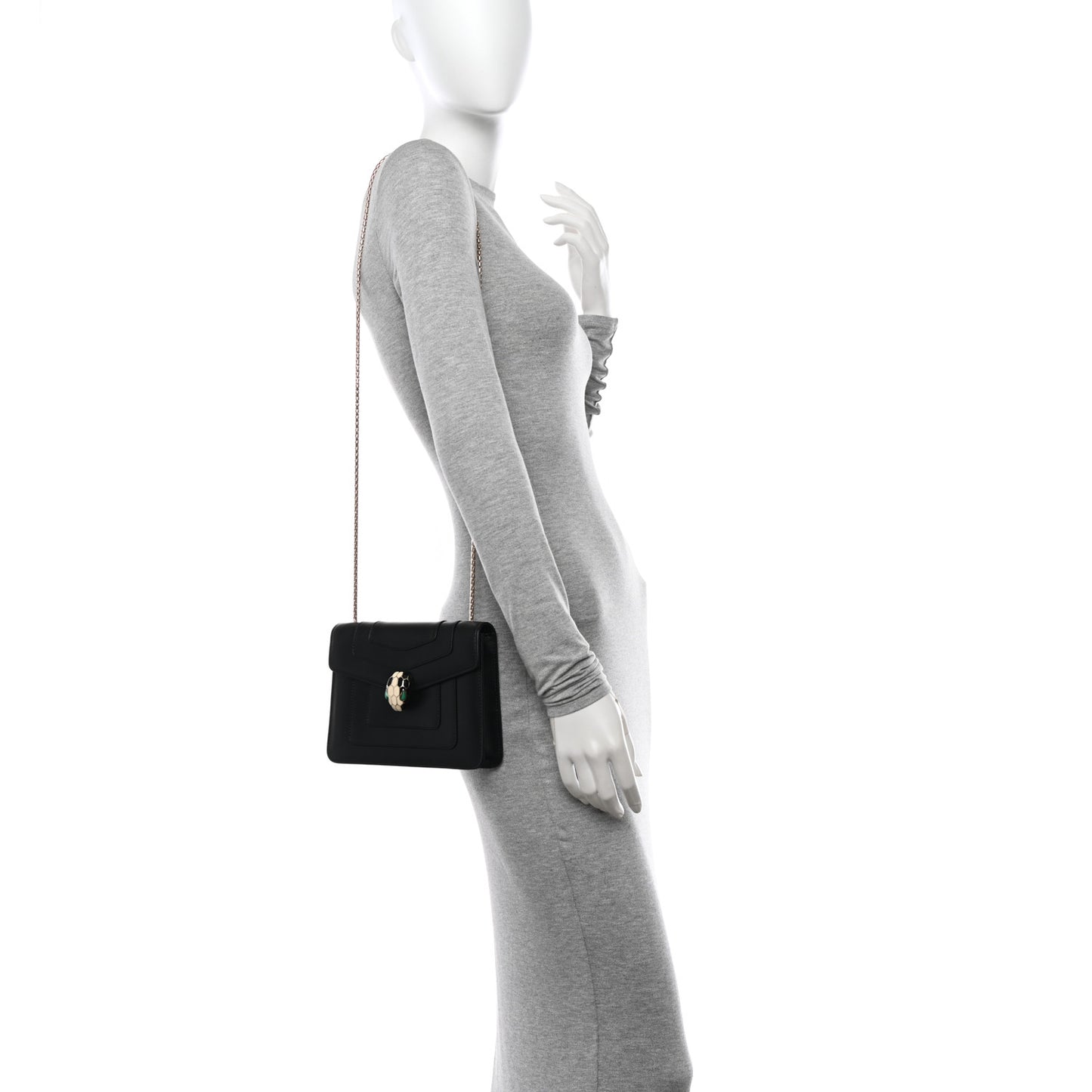 Calfskin Small Serpenti Forever Snake Strap Crossbody Bag Black