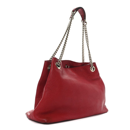 Gucci Pebbled Calfskin Medium Soho Chain Shoulder Bag Tabasco Red 3 of 12