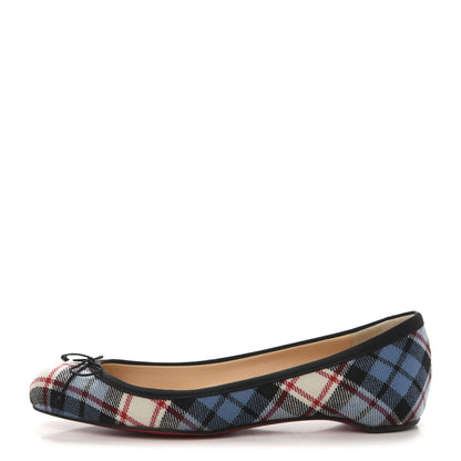 Christian Louboutin Tartan Sonietta Flats 36 Blue Black 1 of 7