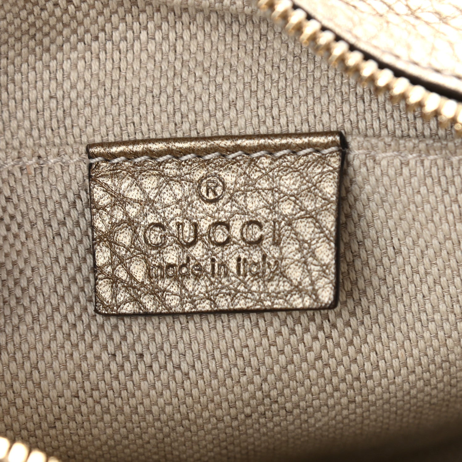 Gucci Metallic Pebbled Calfskin Small Soho Disco Bag Golden Beige 6 of 11