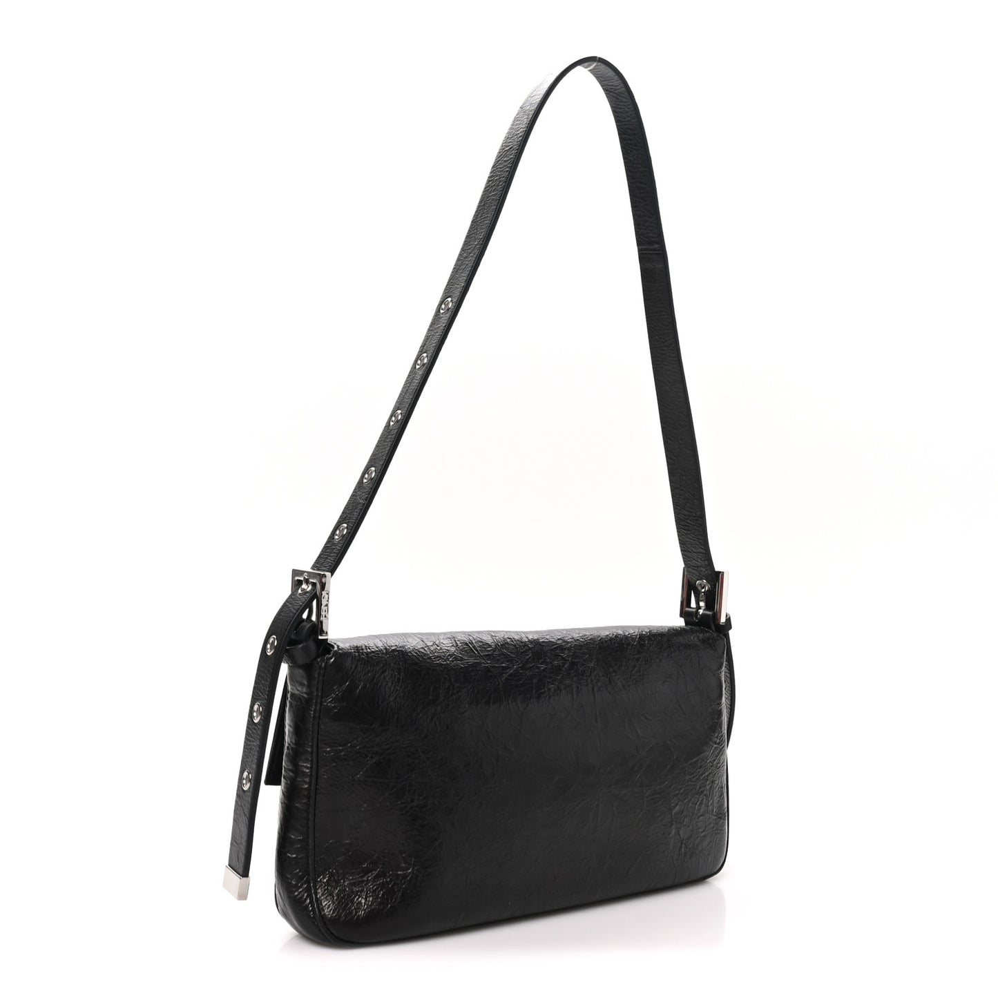 Crackled Calfskin Baguette 26424 Black