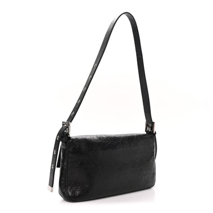 Fendi Crackled Calfskin Baguette 26424 Black 2 of 9