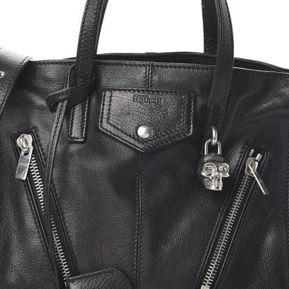 Alexander McQueen Calfskin Padlock Zip Around Biker Satchel Black 10 of 11