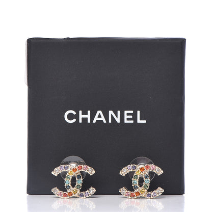 Chanel Crystal Over The Rainbow CC Earrings Gold Multicolor 5 of 5