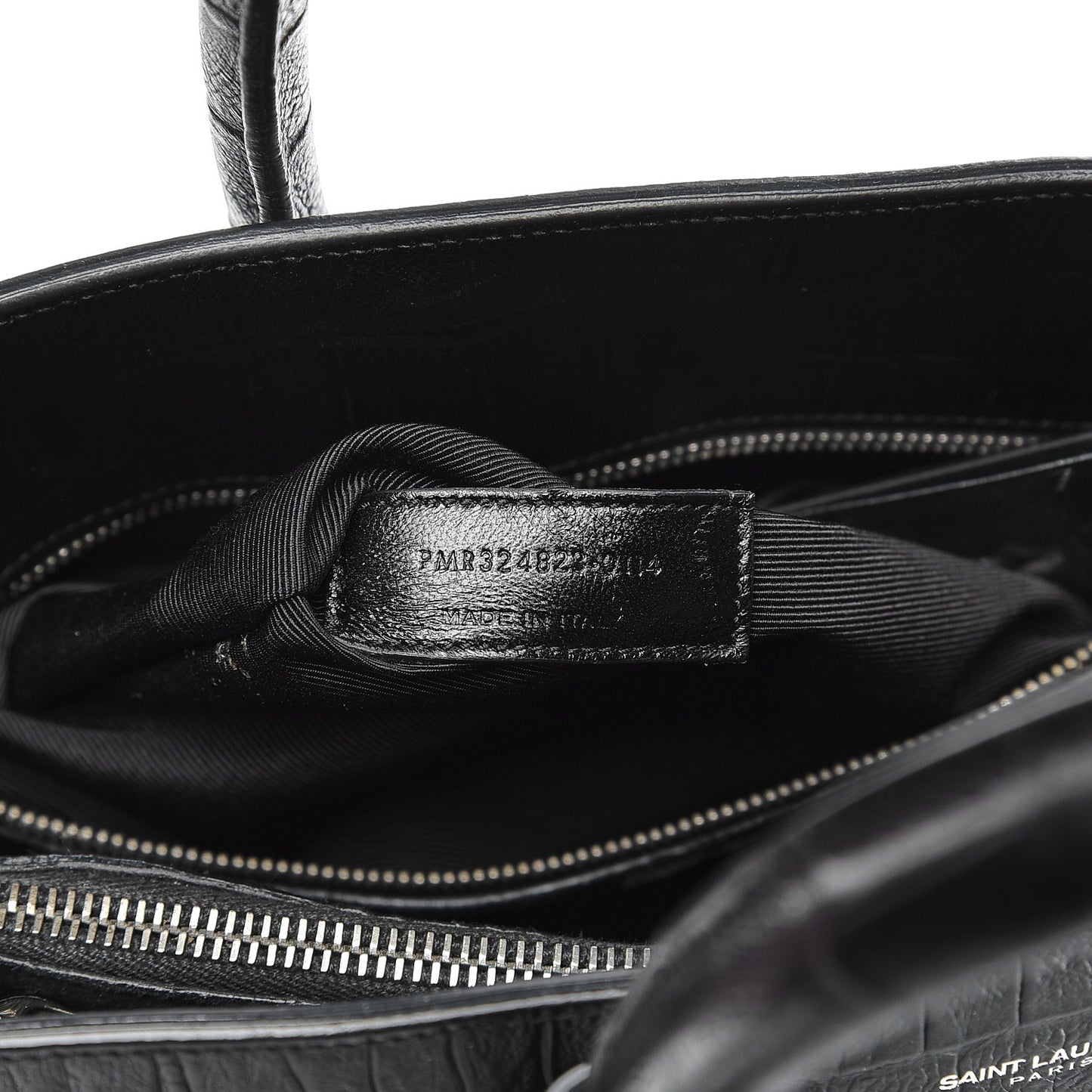Calfskin Crocodile Embossed Small Sac de Jour Black