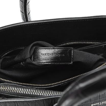 Saint Laurent Calfskin Crocodile Embossed Small Sac de Jour Black 8 of 13