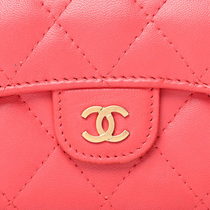 Chanel Lambskin Quilted Flap Card Holder Wallet Coral 8 of 13