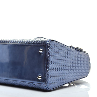Christian Dior Metallic Patent Micro-Cannage Medium Lady Dior Blue 9 of 9