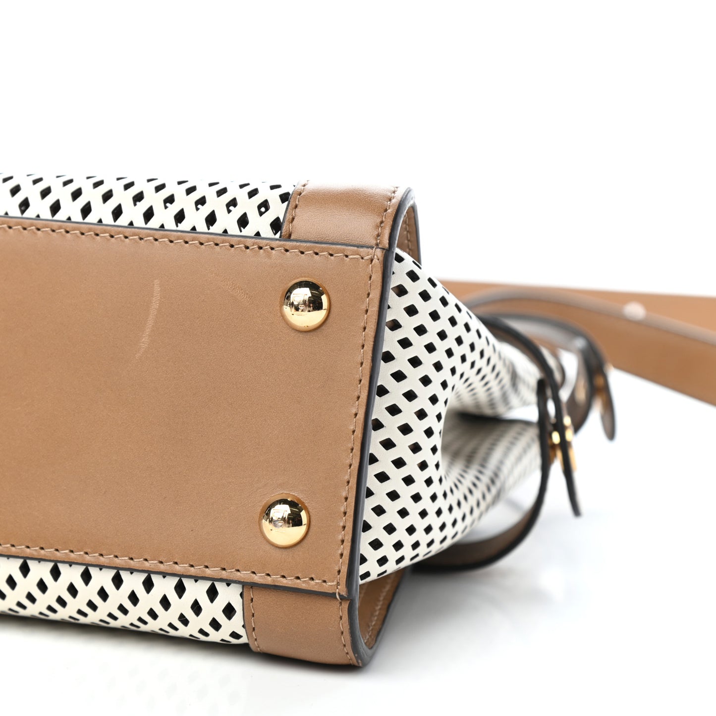Calfskin Lambskin Perforated Medium Peekaboo Iconic Satchel White