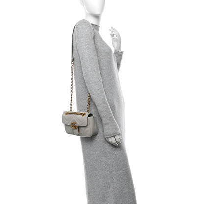 Gucci Calfskin Matelasse Mini GG Marmont Shoulder Bag Light Grey 2 of 10