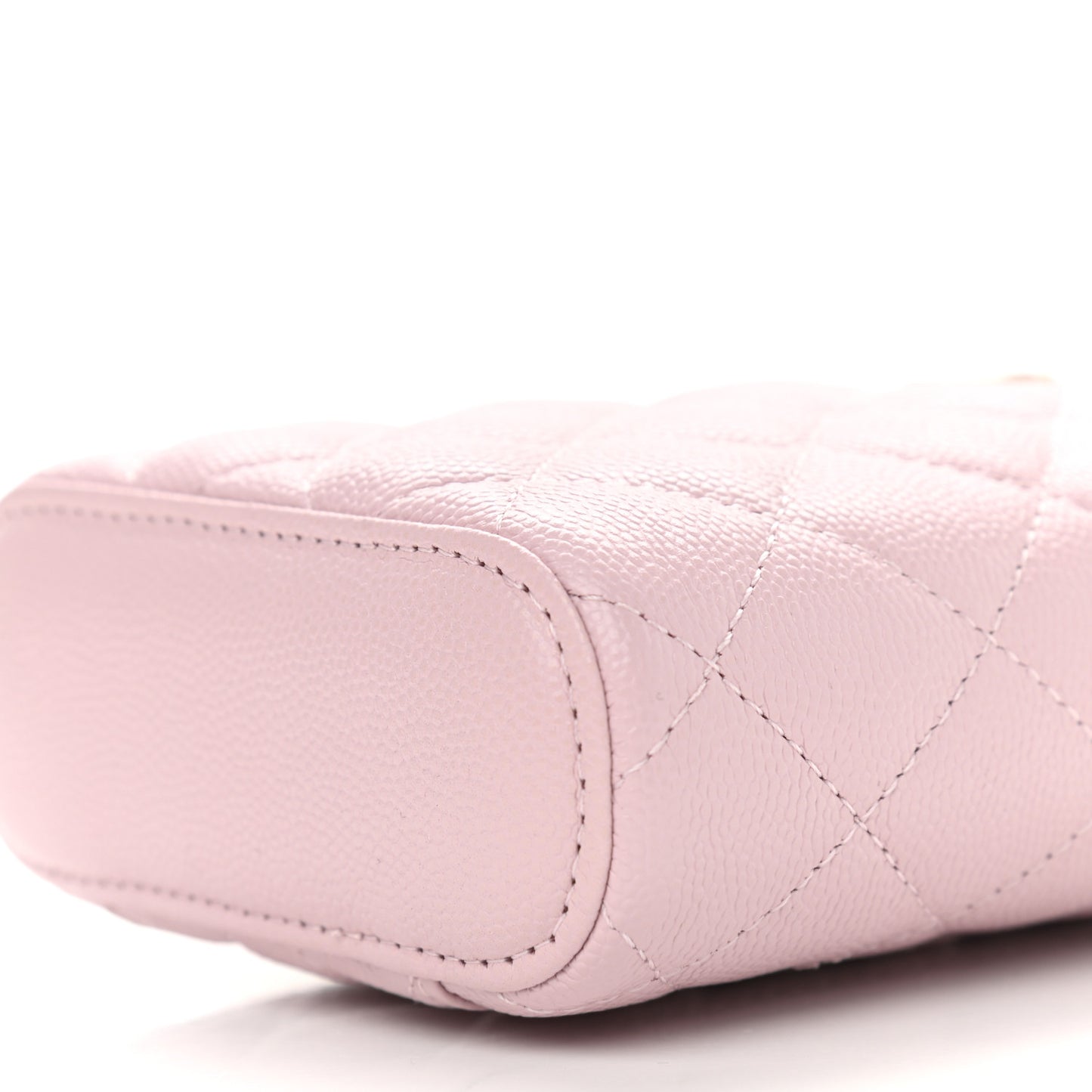 Caviar Quilted Small Vertical Coco Beauty Vanity Case With Chain Light Pink
