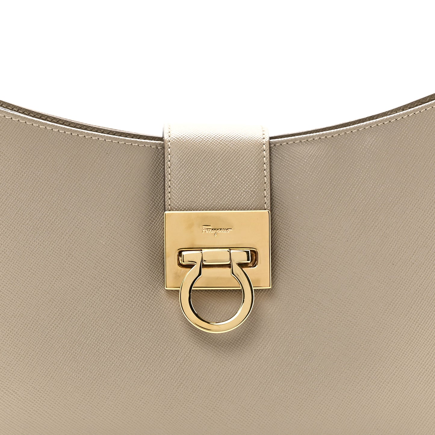 Hammered Calfskin Trifolio Shoulder Bag Beige
