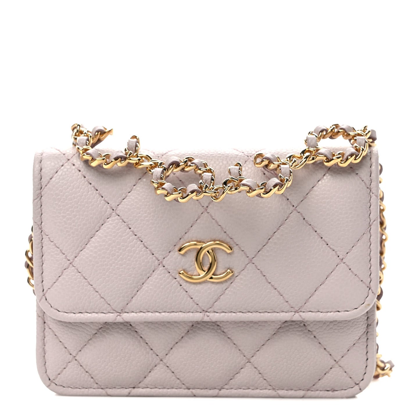 Caviar Quilted Miss Coco Clutch With Chain Light Purple