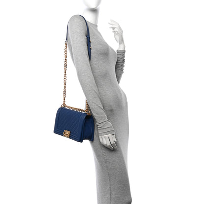 Chanel Caviar Quilted Medium Boy Flap Blue 2 of 12