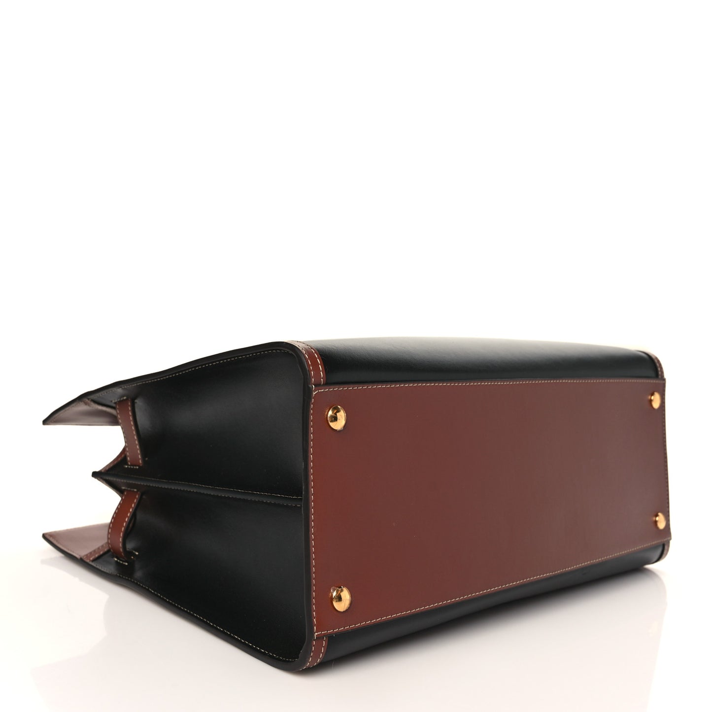 Calfskin Vintage Check Medium Two Handle Title Bag Black