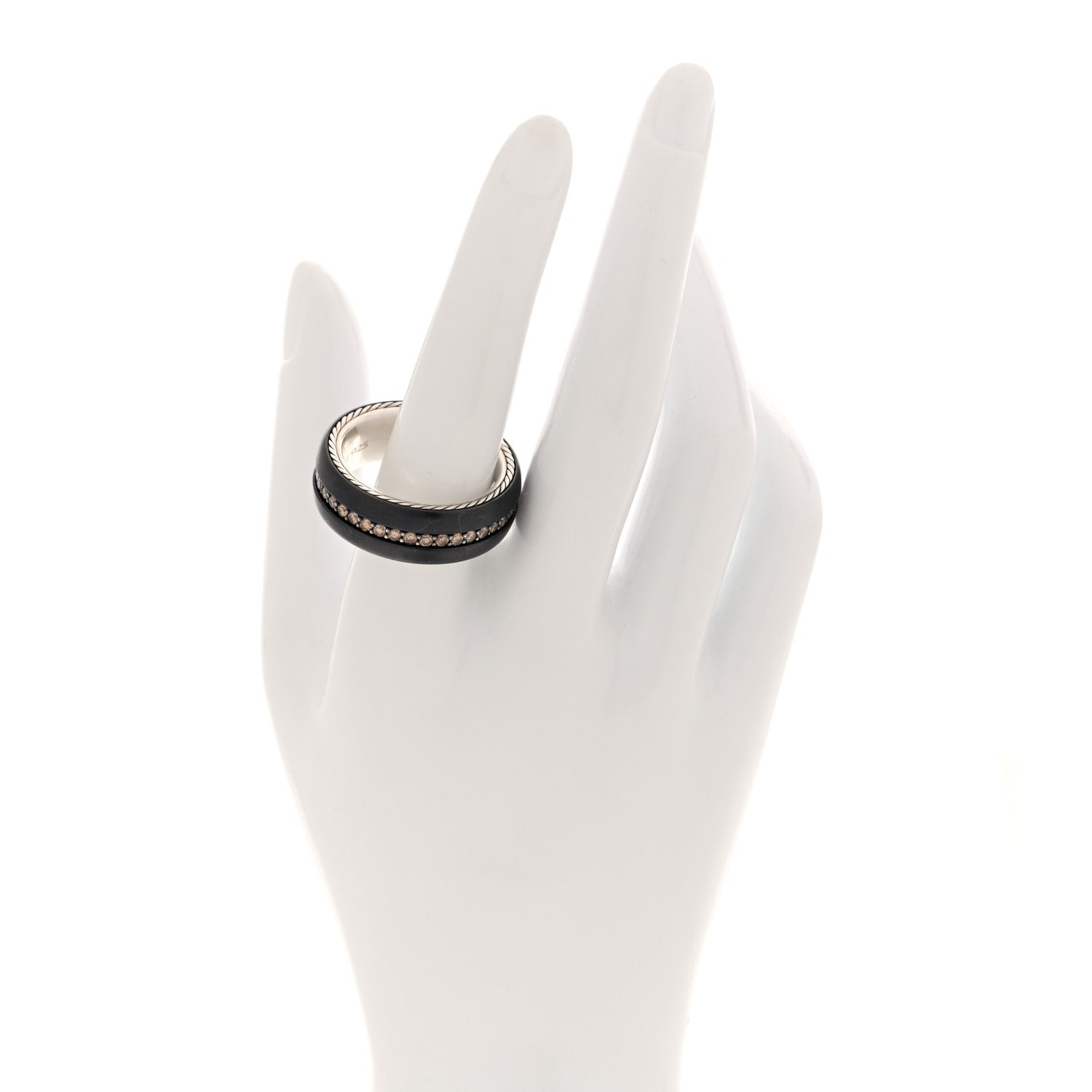 David Yurman Titanium Sterling Silver Diamond Streamline Band Ring 67 12 2 of 6