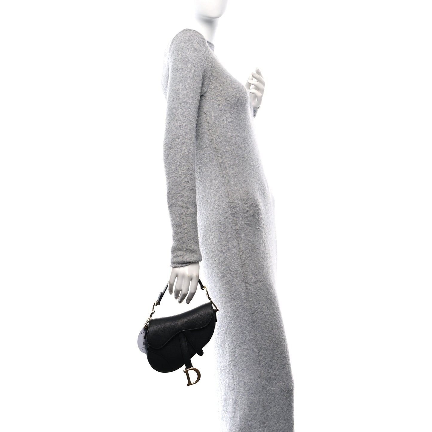 Grained Calfskin Mini Saddle Bag With Strap Black