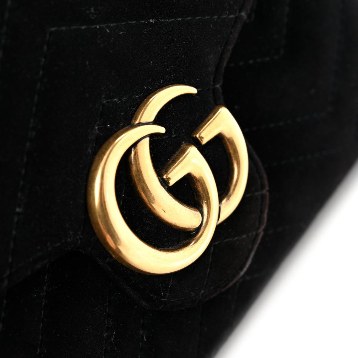 Velvet Matelasse GG Marmont Chain Wallet Black