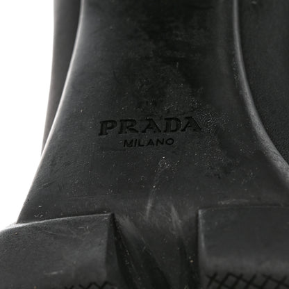 Prada Vitello Montana Neoprene Lace Up Chelsea 110mm Ankle Boots 36 Black Arancio 8 of 8
