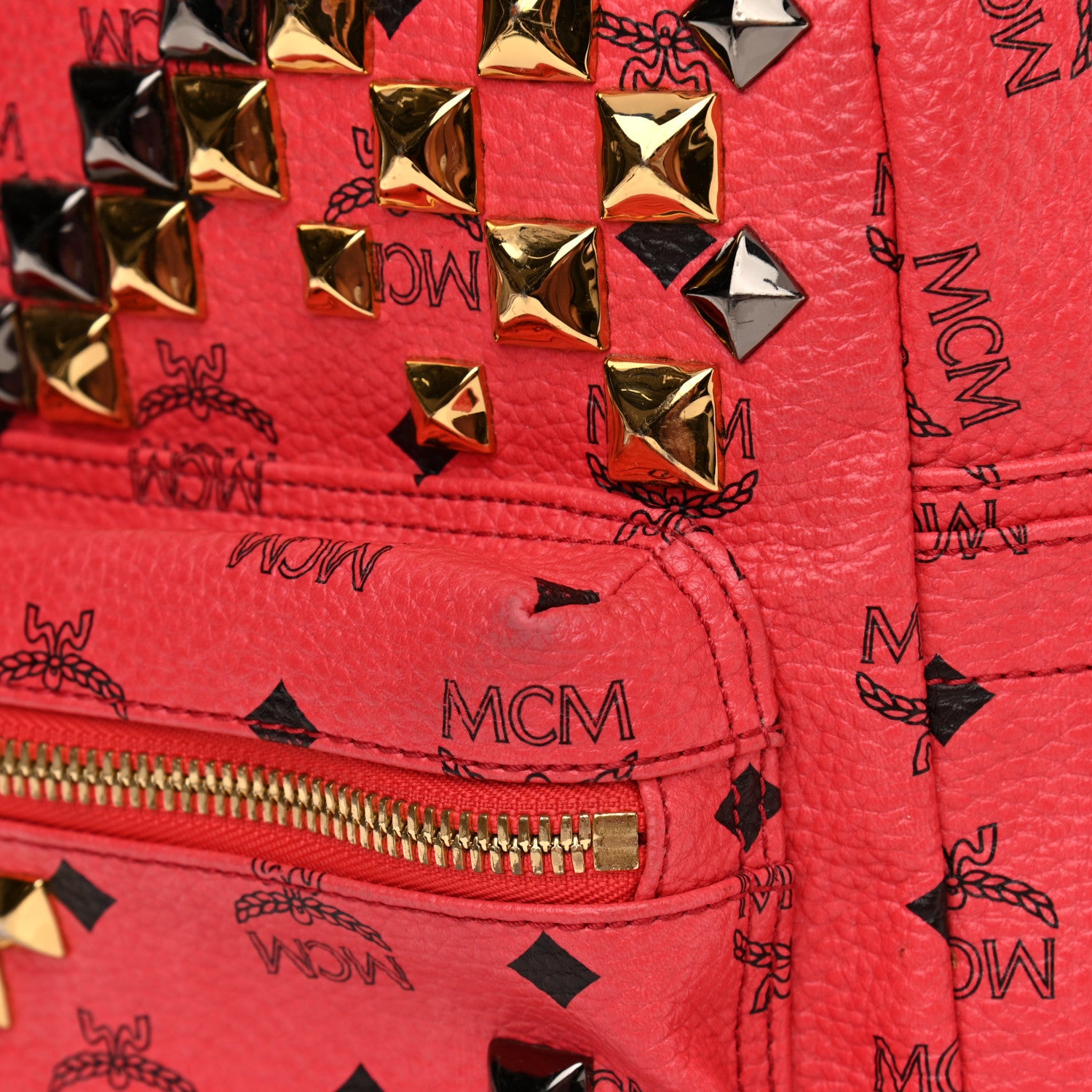 MCM Visetos Studded Small Stark M Backpack Scooter Red 13 of 16