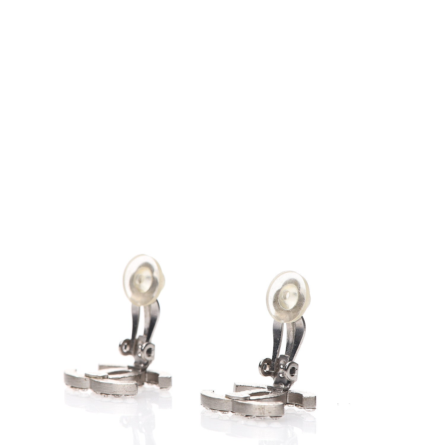 Chanel Crystal CC Clip On Earrings Silver 3 of 4