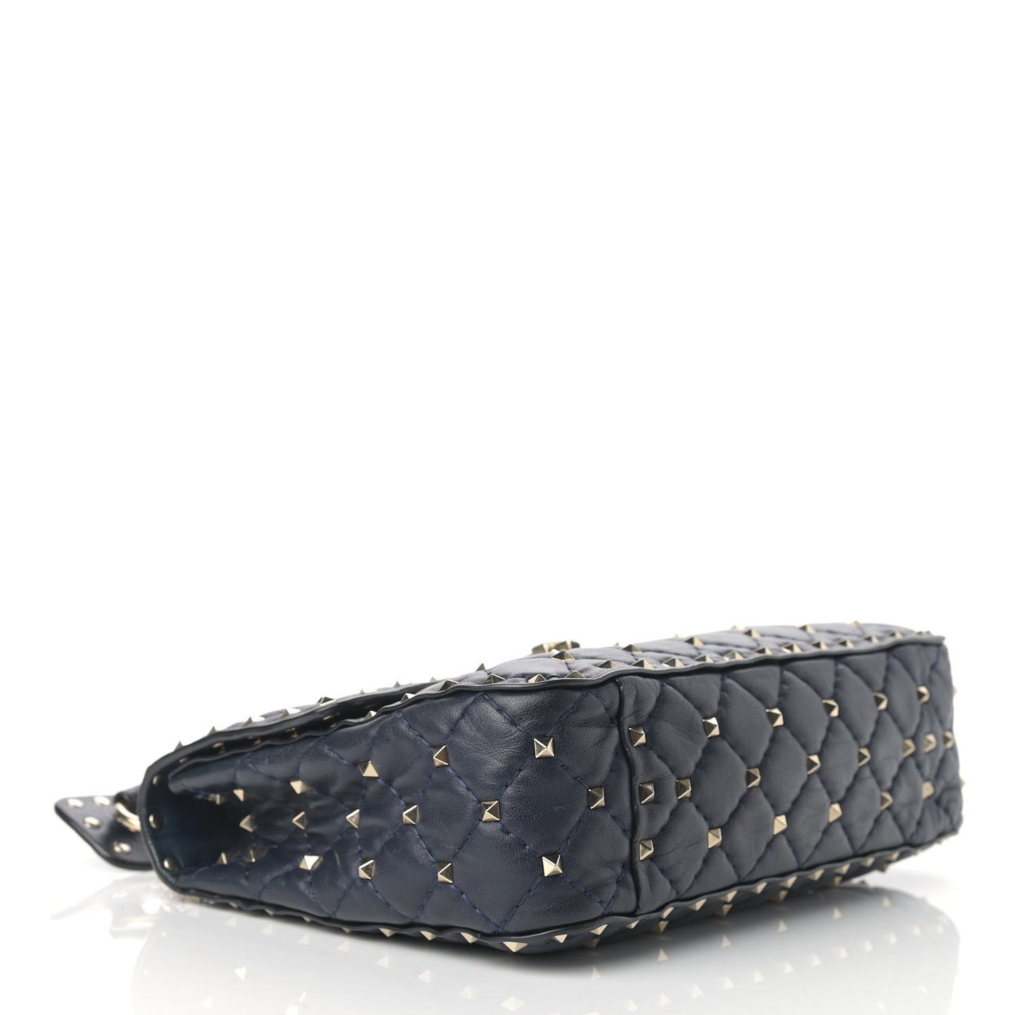 Nappa Medium Rockstud Spike Shoulder Bag Marine