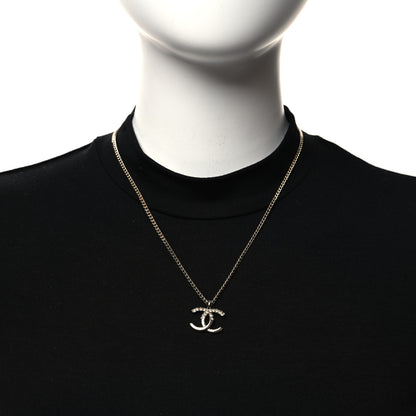 Chanel Crystal Logo CC Chain Necklace Light Gold 2 of 4