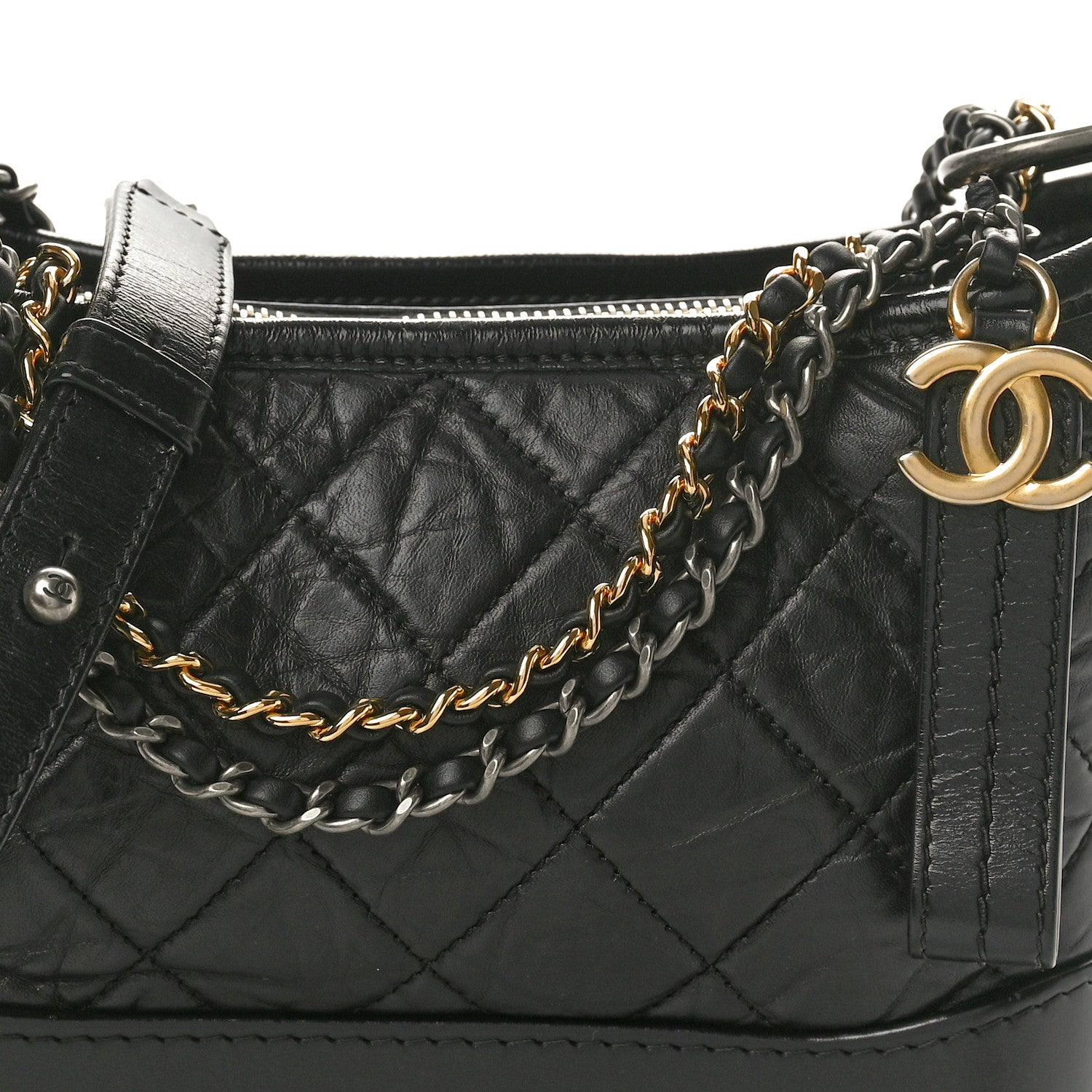 Chanel Aged Calfskin Quilted Small Gabrielle Hobo Black 8 of 10