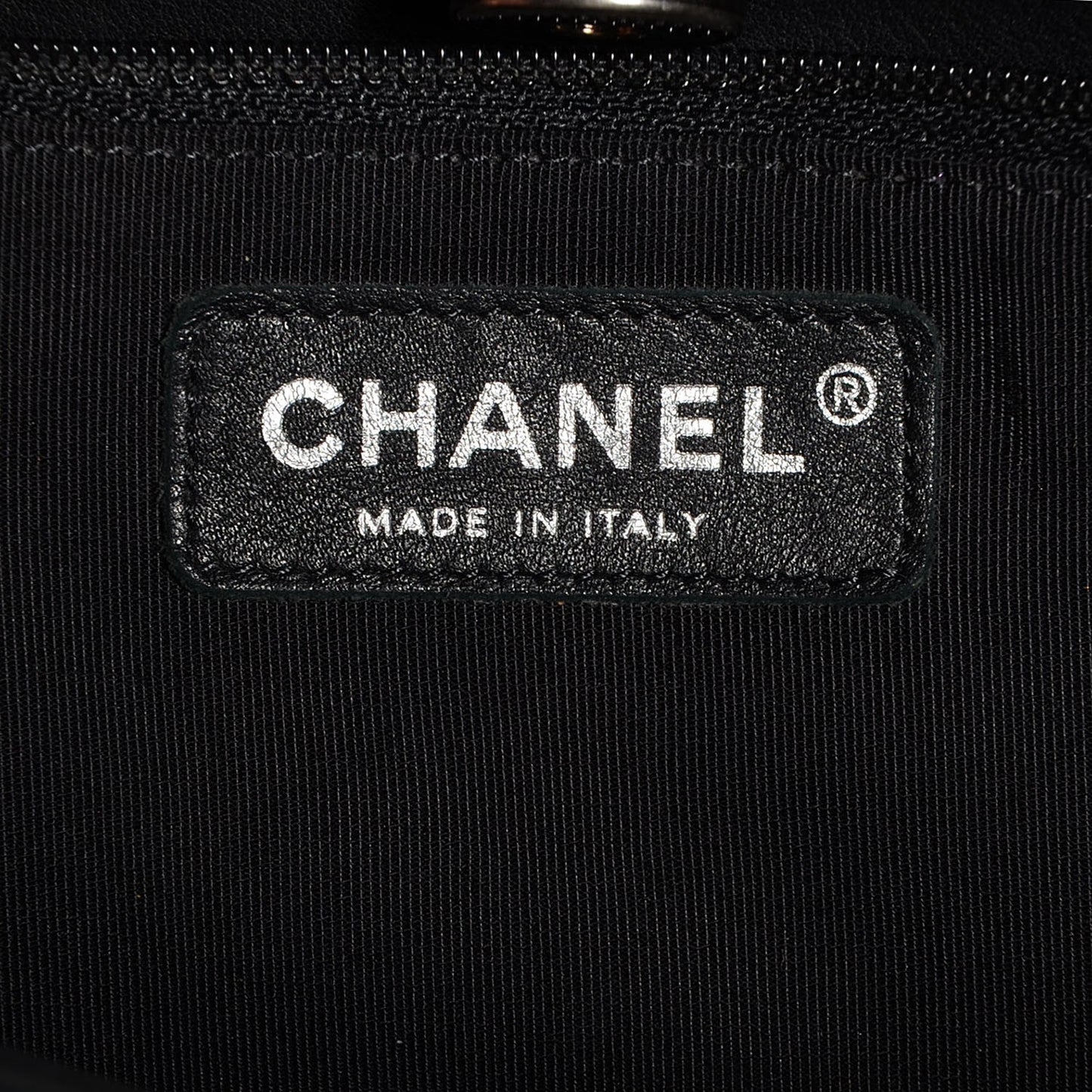 Calfskin Stitched Double Zip Hobo Black