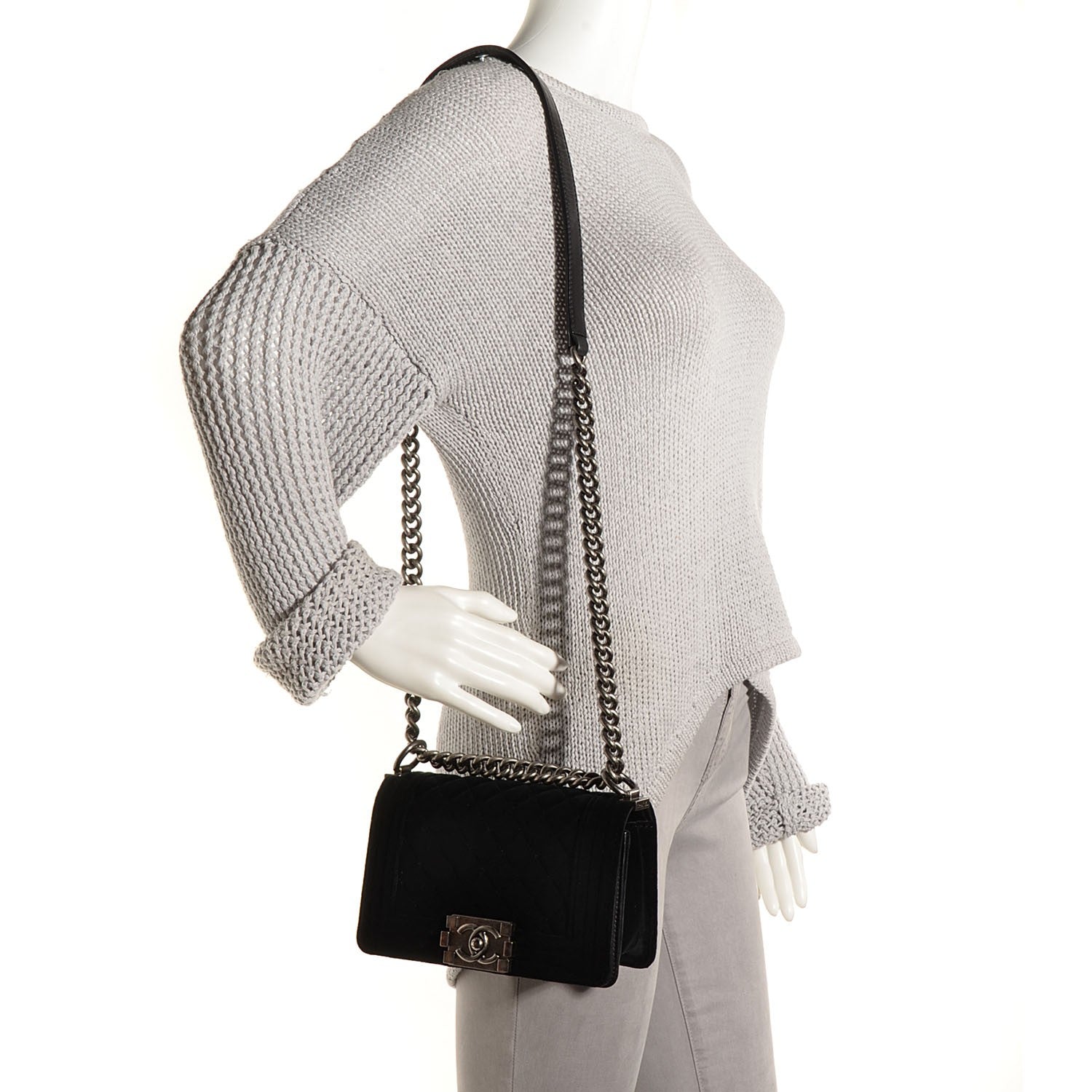 Chanel Velvet Quilted Small Boy Flap Black 2 of 8