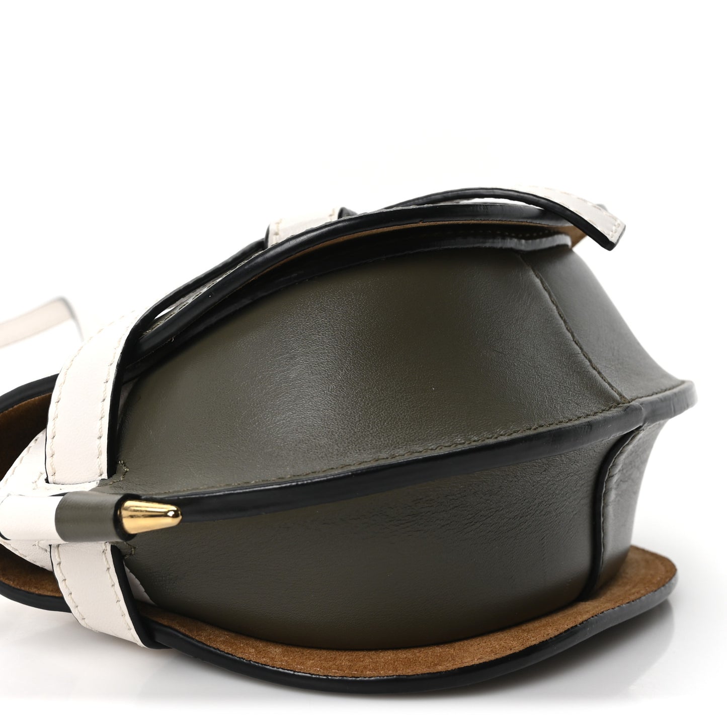 Calfskin Mini Gate Crossbody Bag Khaki Green Soft White