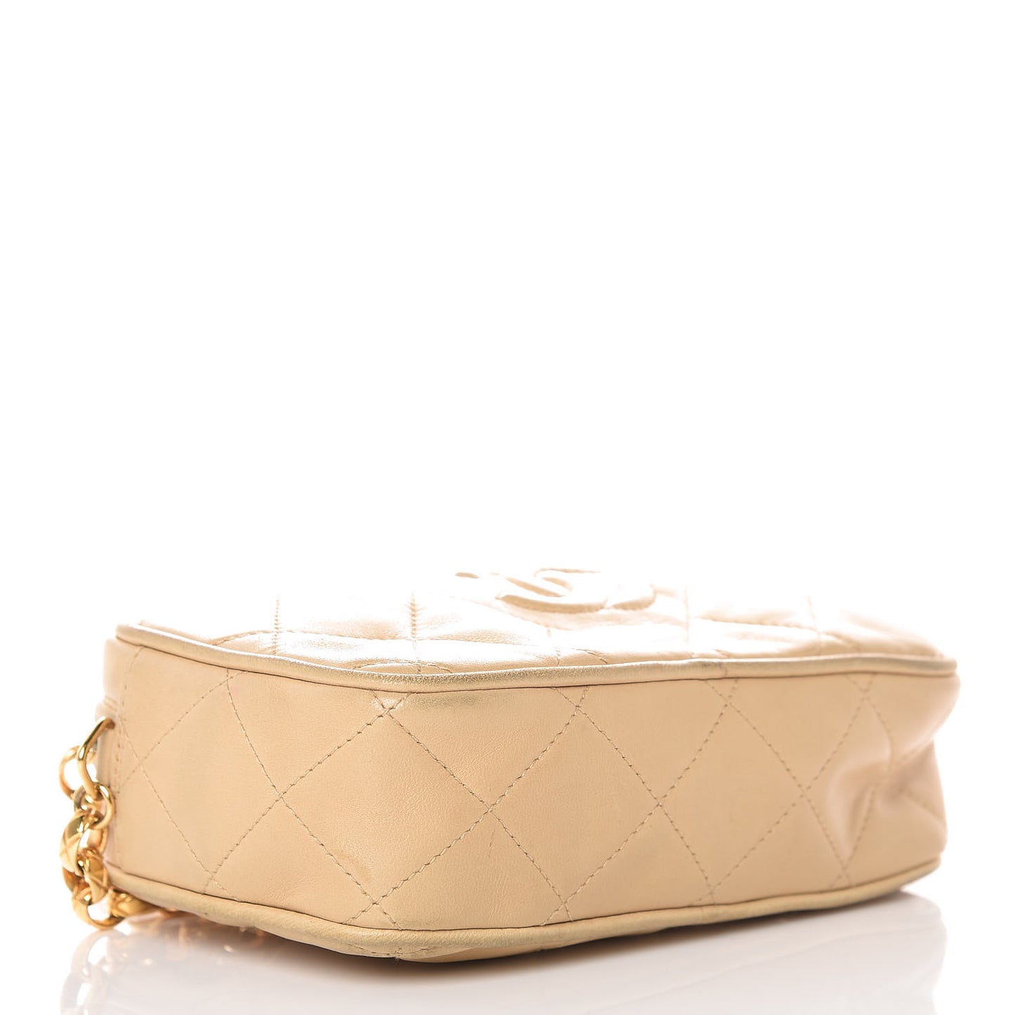 Lambskin Quilted Tassel Camera Case Beige