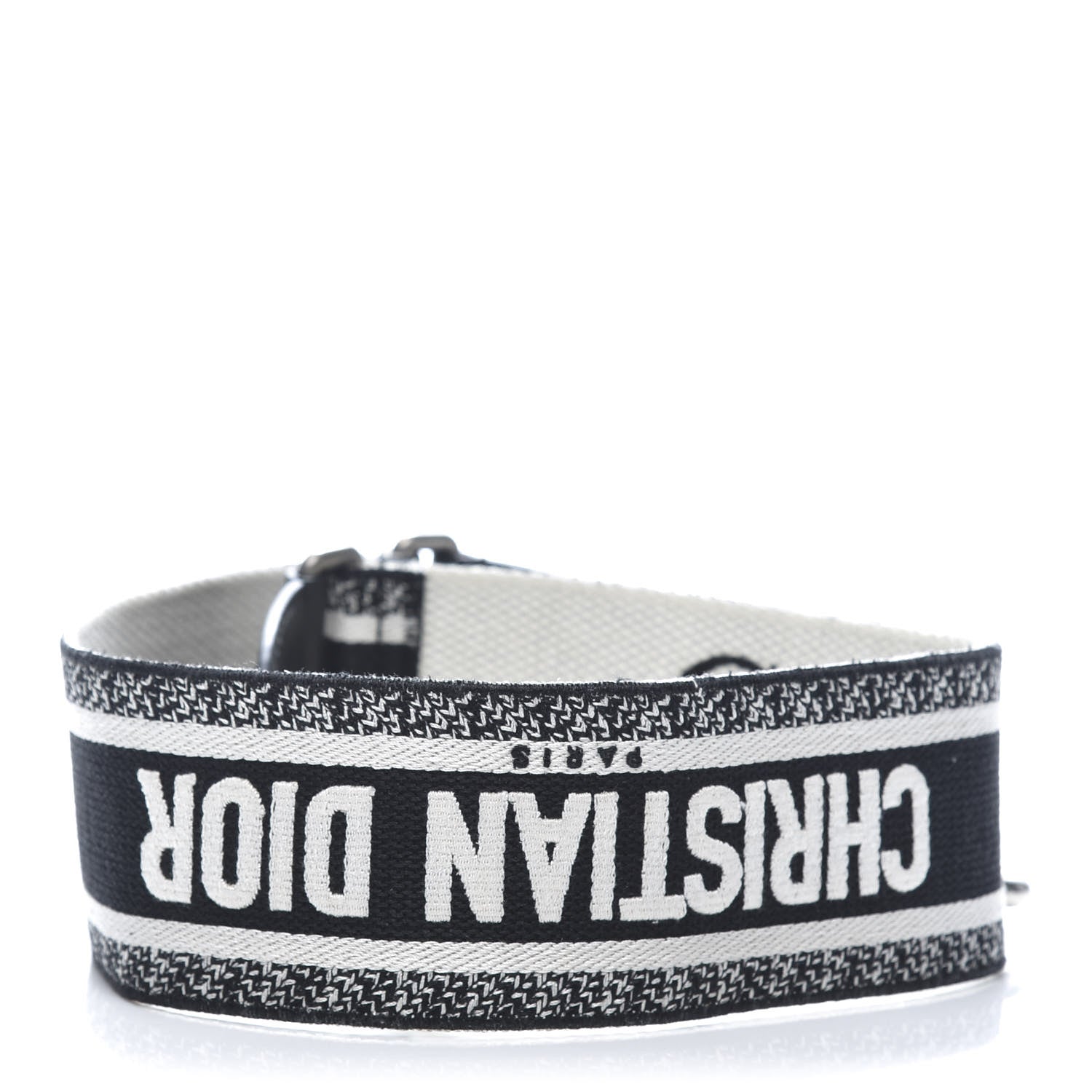 Christian Dior Canvas Embroidered Shoulder Strap Black White 2 of 4