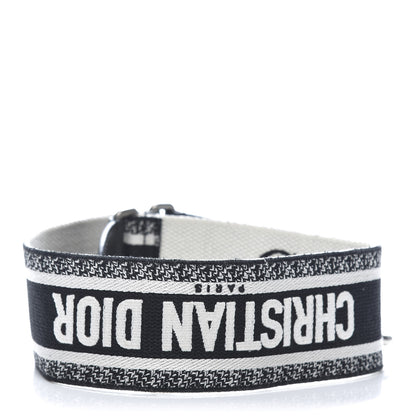 Christian Dior Canvas Embroidered Shoulder Strap Black White 2 of 4