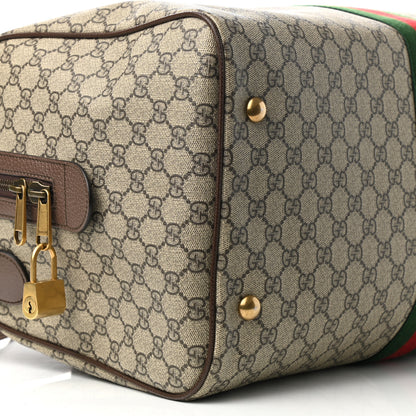 Gucci GG Supreme Monogram Textured Dollar Calfskin Web Medium Ophidia Carry-On Duffle Bag Beige Ebony New Acero 9 of 10
