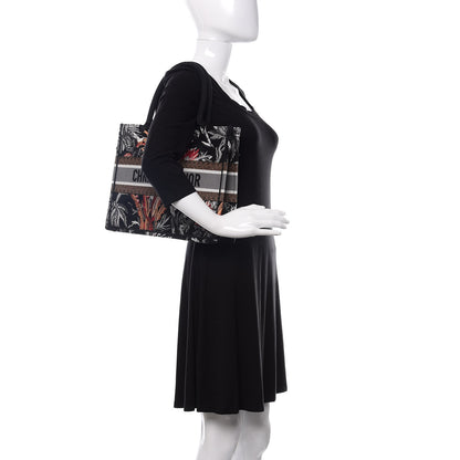 Christian Dior Canvas Embroidered Medium Camouflage Flowers Book Tote Black Multicolor 2 of 11